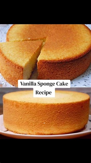 Replying to @jennifer1luwum VANILLA SPONGE CAKE RECIPE INGREDIENTS • 2 cups flour • 4 eggs • ½ cup milk • ½ cup water • ½ cup oil • 2 Tsp baking powder • 1 cup sugar • 1½ Tsp vanilla extract PREPARATION ● Boil together milk, oil, water and set aside to cool off a bit ● Sift flour and add in baking powder ● Beat together eggs, vanilla and sugar for 5 minutes, then add in the flour and milk mixture in about 3 batches, whilst folding in to incorporate the ingredients. ● Divide into two prepared pan