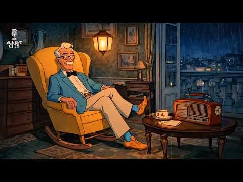 Vintage Oldies by the Rainy Balcony | Grandpa Unwinding in a Cozy Room at Night 🌙☕🎵