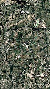 The Bone Valley in central Florida contains some of the largest known deposits of phosphate in the United States. Mining has taken place here since the late 1800s, but in recent decades has expanded to cover more than 450,000 acres (182,000 hectares). Phosphate is used to create fertilizers and animal feed supplements, while phosphoric acid is an ingredient in food and beverage products, as well as metal treatment compounds. 27.750790°, -81.864120° Source imagery: NASA / Google Timelapse | Daily