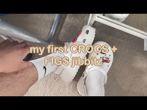crocs classic hiker clog + figs jibbitz | try on (with figs scrubs)