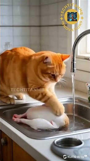 Cat Hunts, Cooks & Eats In 34 Seconds (Crazy Ending) 🐱 #AITrending