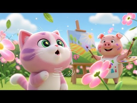 Little Piggy Paints the Cat Pink | Funny and Fun Kids Nursery Rhyme Animation