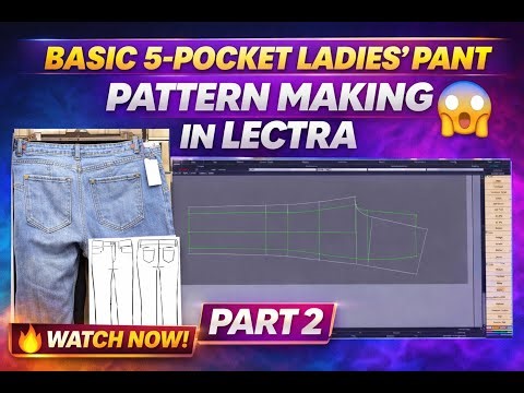 Basic Five Pocket Ladies Pant Pattern Make in Lectra | Denim Pant Pattern | Part 2#machine #fashion