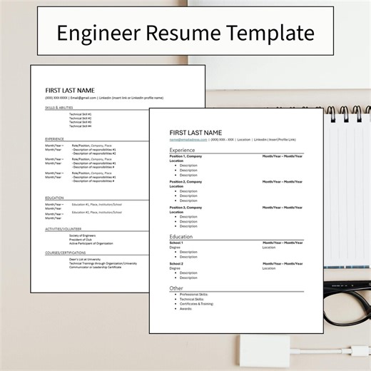 ATS Engineering Student Resume Template | Entry Level, Internship (word, Canva Download) - Etsy