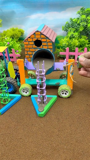 😱 Real Working Mini Tractor Making Cement Pillar | Amazing DIY Construction Machine 🚜 #shorts