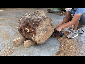 Building a Natural Table with Leftover Wood and Tree Trunks - Simple Tool Techniques