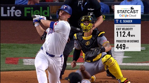 Corey Seager hits 112.4 mph, 449-foot home run