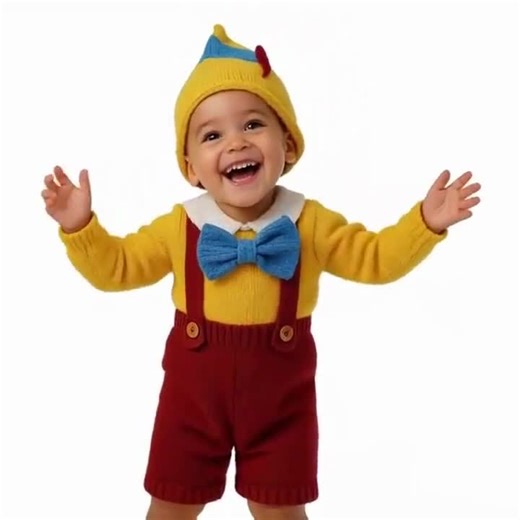 Hand Knitted Baby Pinocchio Costume: Sweater Vest, Pants & Hat - Etsy Australia