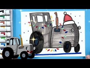 Drawing a Magical Grey Christmas Tractor! ❄️🚜✨ Can You Spot All the Holiday Stickers?