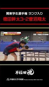 徳田幹太ランク入り #早稲田大学卓球部