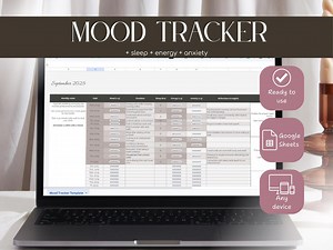 Digital Mood Tracker Spreadsheet, Google Sheets Template, Daily Mood Tracker, Mood Journal, Monthly Emotion and Anxiety Tracker, Mood Log - Etsy