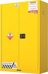 30 Gallon Flammable Storage Cabinet 23 x 18 x 35in, Galvanized Steel Flammable Liquid Storage Cabinet, Adjustable Shelves (30 Gallon Red)