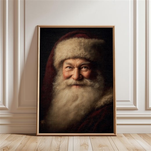 Vintage Realistic Santa Claus Portrait, Classic Christmas Printable Art, Winter Holiday Poster - Etsy