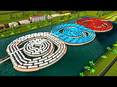 3 Unique Oval & Spiral Train Tracks🚦Extreme Floating Maze Tracks on Water🚇Trainz Simulator 2019