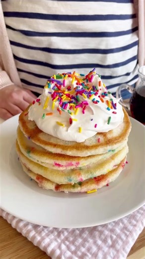 Colorful Rainbow Pancakes with Krusteaz Pancake Mix