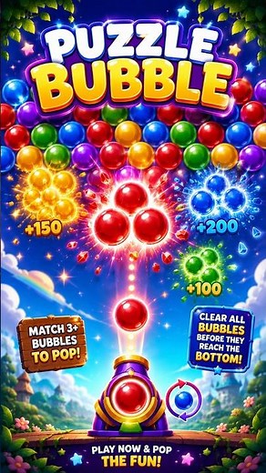 Puzzle Bubble 🫧 | Free Bubble Shooter Game Online - Match 3 & Pop Bubbles! #shorts #gaming