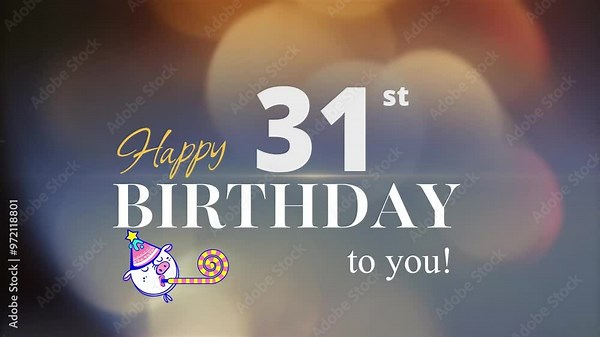 31st Happy Birthday, with gold particles Background, 31st Year Happy Birthday Wishes Greeting card, birthday card, invitation card, Celebration, party, Birthday wishes