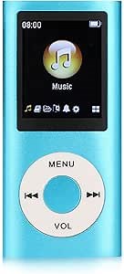 MP3 Player, Portable Lossless Sound Slim MP3 Music Player with Earphone, 1.8 Inch LCD Screen Digital Music Player, Support Up to 64GB (Blue)