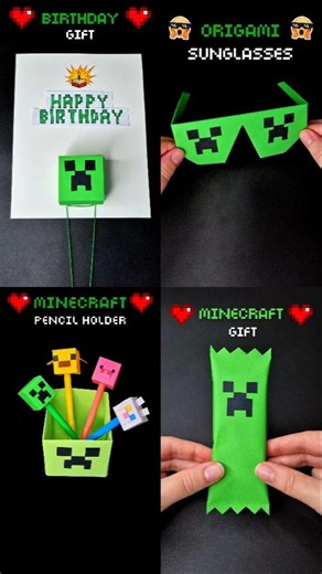 DIY MINECRAFT Creeper Paper Crafts That Are NEXT LEVEL! 💚🚀 #diy #popupcard #minecraft