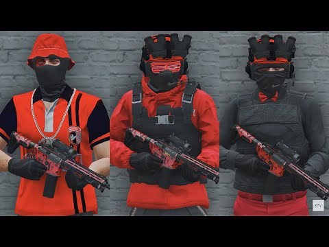 GTA V - 5 Easy Tryhard Outfits Tutorial #110 (Red & Black Outfits 2022)