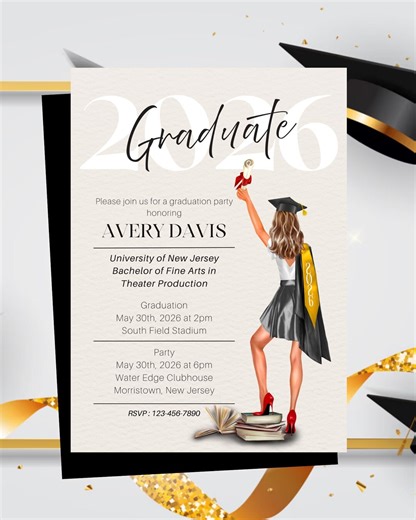 Graduation Party Invitation Template 2026 Editable, College Grad, High School Grad, Digital Download - Etsy