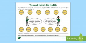 Troy and Moira 'oy' and 'oi' Coin Sorting Worksheet