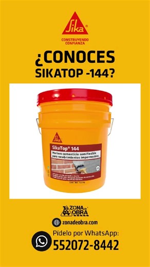 Impermeabilizante para cisternas y muros. 🧱 SikaTop-144 resana y protege incluso sobre superficies húmedas. La solución ideal para fachadas y depósitos de agua. #Sika #SikaTop144 #Humedad #Cisternas #Muros #ZonaDeObra #Impermeabilizante #ConstruyendoConfianza