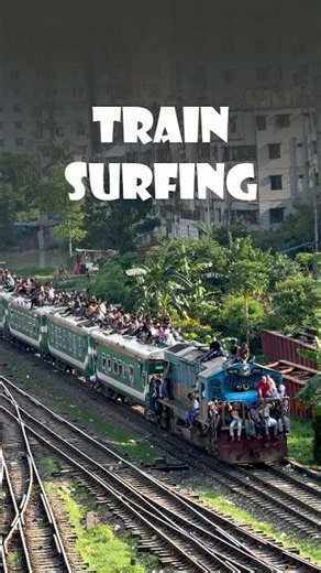 Real-life train surfing!🚂🏄‍♂️👀||RRBD #railwaysafety #awareness #train #rooftop #travel #dhaka #ট্রেন