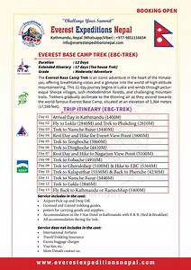 The Everest Base Camp Trek is a legendary journey through the heart of the Himalayas, offering trekkers an unforgettable experience of towering peaks, remote villages, and rich Sherpa culture. Starting in Lukla, the trail winds through rugged terrain, dense forests, and over suspension bridges, passing iconic spots like Namche Bazaar and Tengboche Monastery. The trek provides awe-inspiring views of Everest, Lhotse, and Ama Dablam as you approach the base camp at 5,364 meters. Along the way, trek