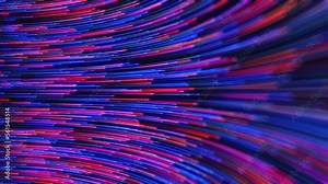 Abstract colorful background with bright blue and red blurred glowing lines. 4K High-Quality light trail Loopable Animation.