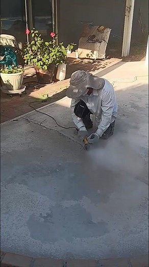 Concrete Patio Crack Repair and Resurfacing.