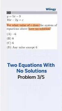 Solve for c! When Does This System Have No Solution? Problem 3/5 #shorts #satprep #satmath