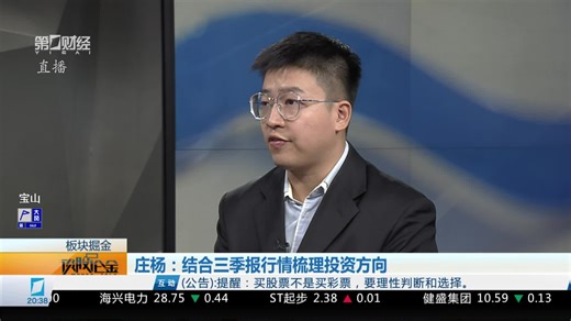 庄杨：三季报科技方向可以关注这些板块！