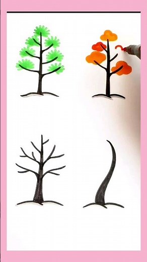 Easy way to draw big tree||Beautiful Tree Shape Easy Tutorial #shortsyoutube #vairalshort