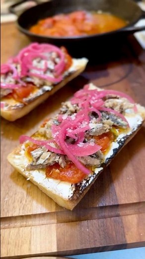 Sardine Toast with Roast Tomatoes & Pickled Onions