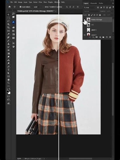 Photoshop Magic ✨ | One Click-এ Model-কে নতুন Coat পরান (AI Trick 2026) #graphicbhai #shorts