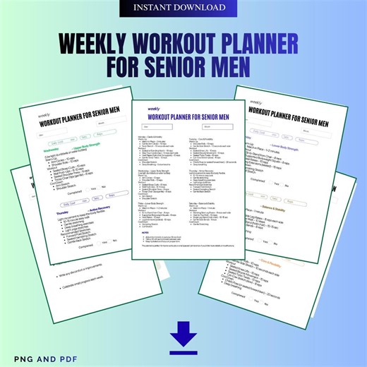 Weekly Senior Fitness Program & Workout Tracker for Men Exercise Planner Health Journal Wellness Schedule Weight Loss Training Log PDF - Etsy