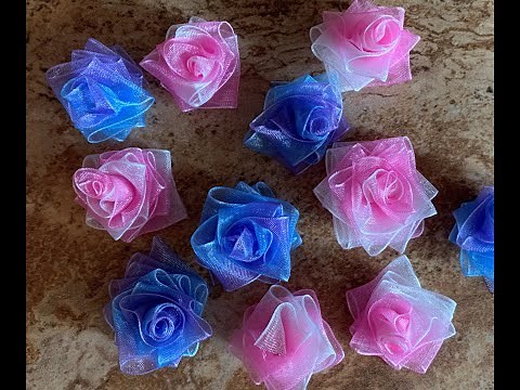 Make your own Organza Ribbon Roses for your projects. No sew Project