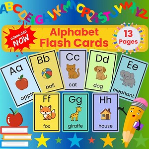 Printable Alphabet Flash Cards for Kids – 13 Pages, A-Z Letter Sounds and Picture Cues | Preschool & Kindergarten Classroom Decor - Etsy Canada