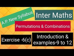 Inter First Year Maths -Permutations & Combinations- Exercise-6(c) - Introduction & examples-9 to 12