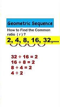 GEOMETRIC SEQUENCE : find the common ratio #geometricsequence , #commonratio , #sequence