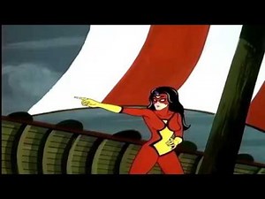 Superheroine spider woman unconscious