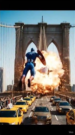 CAPTAIN AMERICA Stops Missile Mid Air on Brooklyn Bridge! 🛡️🔥🌉 #usa #fypusa