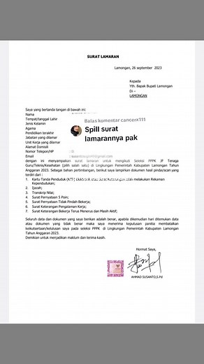 Membalas @cancerx111 contoh surat lamaran #gurusdtiktok #pppknakes #pppkteknis2023 #pppkguru2023 #vervalijazah