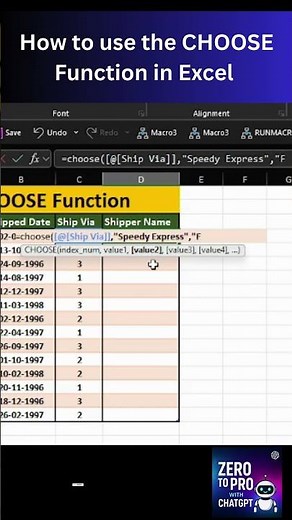 Excel CHOOSE Function in 40 Seconds #excel