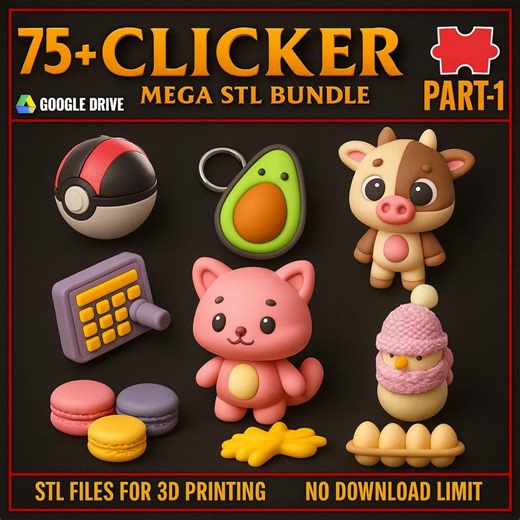 75  3D Printable Clicker Keychain STL Mega Pack: Fidget Toy Bundle (digital Download) - Etsy Australia