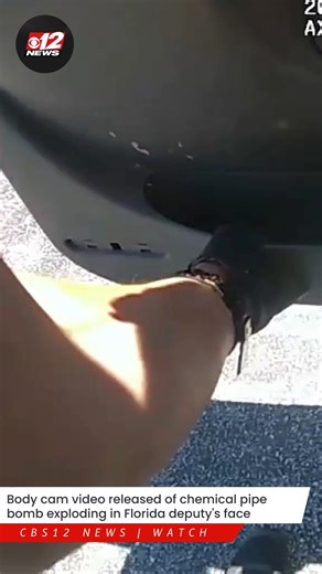 9.7K views · 31 reactions | 'WHAT THE ****?' | A chemical pipe bomb exploded on a Florida deputy during a traffic stop, and it was all caught on a newly released body cam video. Read more: https://bit.ly/4cMfeBy | CBS 12 News | Facebook