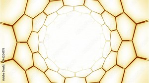 Nanotube structure animation. Design. Hexagonal endless tunnel.