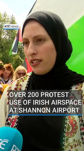 Over 200 people have staged a rally at Shannon Airport to protest against the US military use of Irish airspace and to stop what they say is the transportation of weapons destined for Israel. The rally was organised by the Ireland-Palestinian Solidarity Campaign together with Shannonwatch. Link in bio to read more 📲 #rtenews #shannonairport #ipsc | RTÉ News