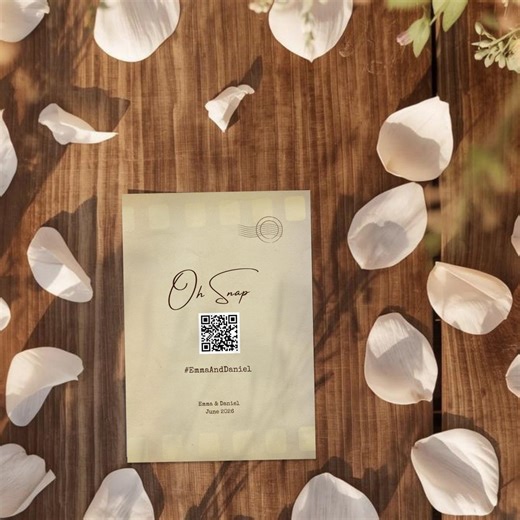 Vintage Wedding QR Code Sign Template, Rustic Hashtag Photo Sharing, Editable Canva Download - Etsy